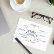 Cyber security plan on paper sheet on Working desk
